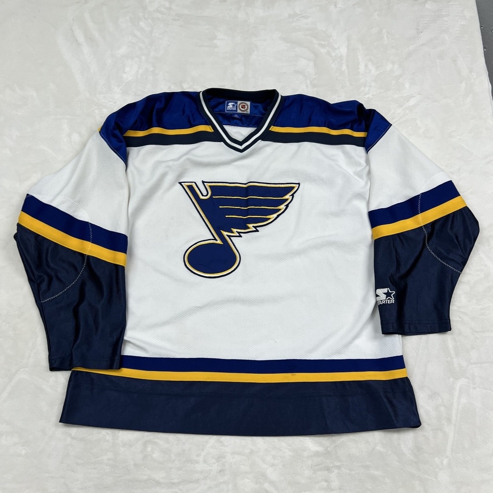 Starter Hockey Jersey Mens XL White St Louis Blues Vintage NHL Mesh V-Neck